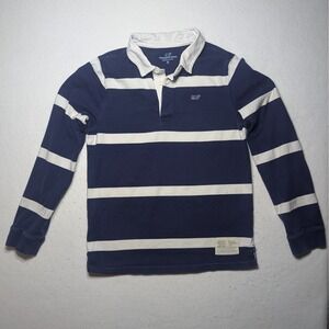 Vineyard Vines Boys Rugby Shirt | Navy & White Stripe | Size M (12–14)